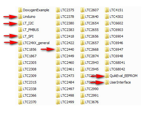 Liduino library folders for the LTC family of ADCs